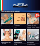 PRACTI-MAN Maniquíes de entrenamiento de RCP con 4 maniquíes, 20 pulmones, 8 válvulas, 1 bolsa de transporte con alfombrilla, 56501