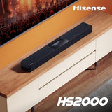 Hisense HS2000 - Barra de Sonido 2.1, 240W, Subwoofer Incorporado, Dolby Digital Plus, DTS Virtual:X, Modo TV, EzPlay