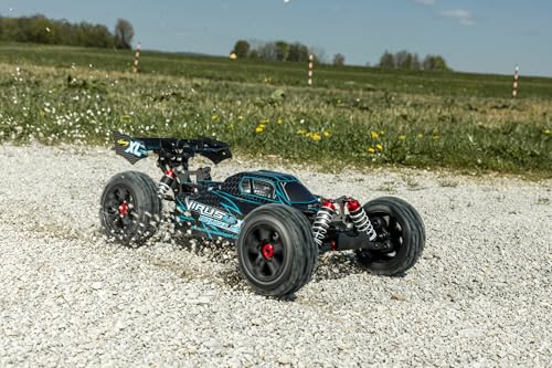 Carson 500409081 1:8 Virus 4.2 XL 100% RTR Negro/Turquesa - Coche teledirigido, Velocidad hasta 80 km/h, Modelo 100% RTR, Incluye Mando a Distancia