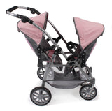 Tandembuggy Vario - Cochecito Doble para Dos muñecas, para niños de 4 a 8 años, Color Gris y Rosa
