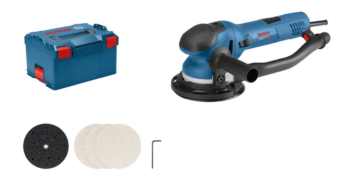 Bosch Professional GET 75-150 - Lijadora excéntrica turbo (750 W, Ø de plato lijador 150 mm, softstart, en L-BOXX)
