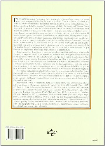 Manual de Historia del Derecho español (Derecho - Biblioteca Universitaria de Editorial Tecnos)