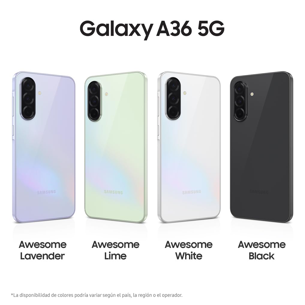 Samsung Galaxy A36 5G 128GB Teléfono Móvil, 6GB RAM, 50MP Cámara, Negro, Garantía del Fabricante 3 Años + 1 Año Extra