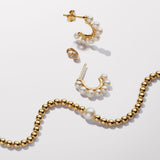 Pandora Timeless Pulsera con cuentas chapada en oro de 14 quilates con perla blanca cultivada de agua dulce tratada y circonitas cúbicas transparentes, 20