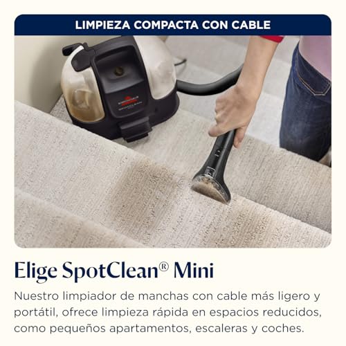 BISSELL SpotClean Mini Aspiradora de Agua Tapiceria con cable, Limpiador de Tapicerias Portátil, Perfecto para Limpia Rápidas, Compacto y Ligero, Lava Aspiradora para Coche, Barco, Sofá y Más, 41491