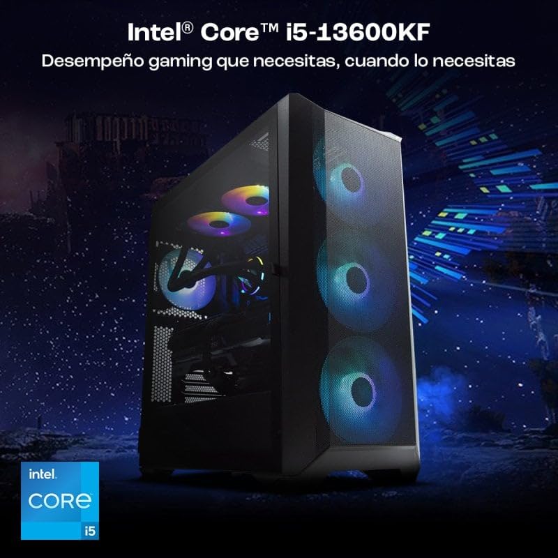 PcCom Imperial Pc Gaming Ordenador de Sobremesa Intel Core i5-13600KF 3.5GHz / RAM 32GB DDR5 / 1TB SSD M.2 / RTX 4070 12GB GDDR6 NVIDIA/WiFi + Bluetooth/Windows 11 Home