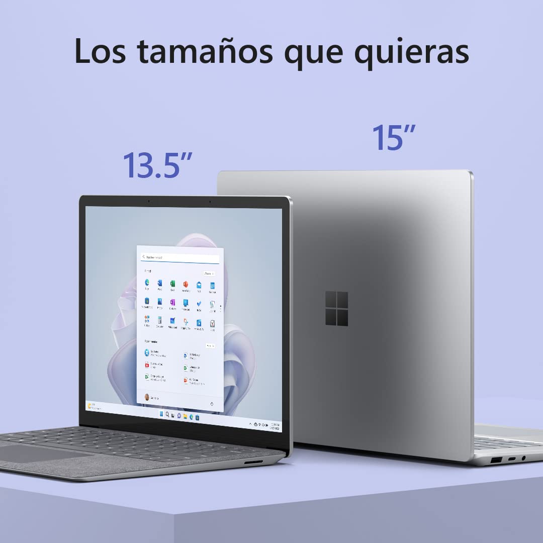 Microsoft Surface Laptop 5 - Ordenador portátil de 15" táctil accionado por Intel EVO,12º generacion Intel Core i7-1255U, 8GB RAM, 512GB SSD con Intel Iris Xe Graphics y Windows 11 Home
