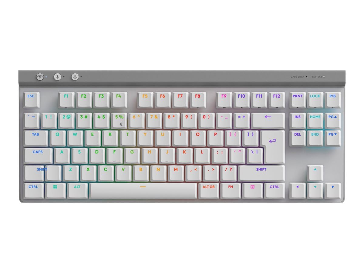 Logitech G G515 Lightspeed TKL de Perfil bajo Teclado para Gaming inalámbrico, RGB LIGHTSYNC, diseño Fino sin Teclado numérico, Teclas de PBT, interruptores mecánicos táctiles QWERTY - Blanco