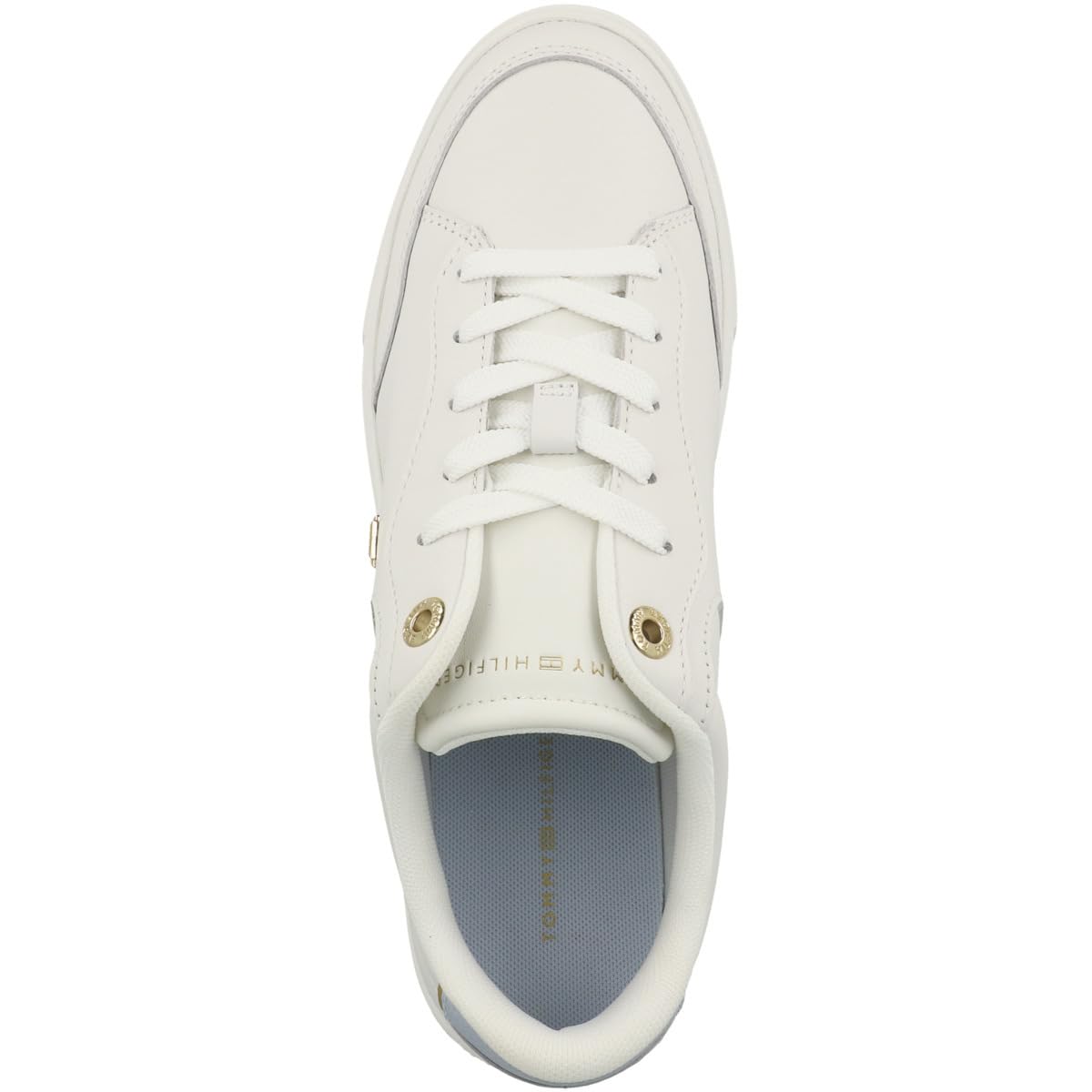 Tommy Hilfiger Sneaker Court Mujer Essential Chic de Piel, Multicolor (Ecru/Breezy Blue), 39