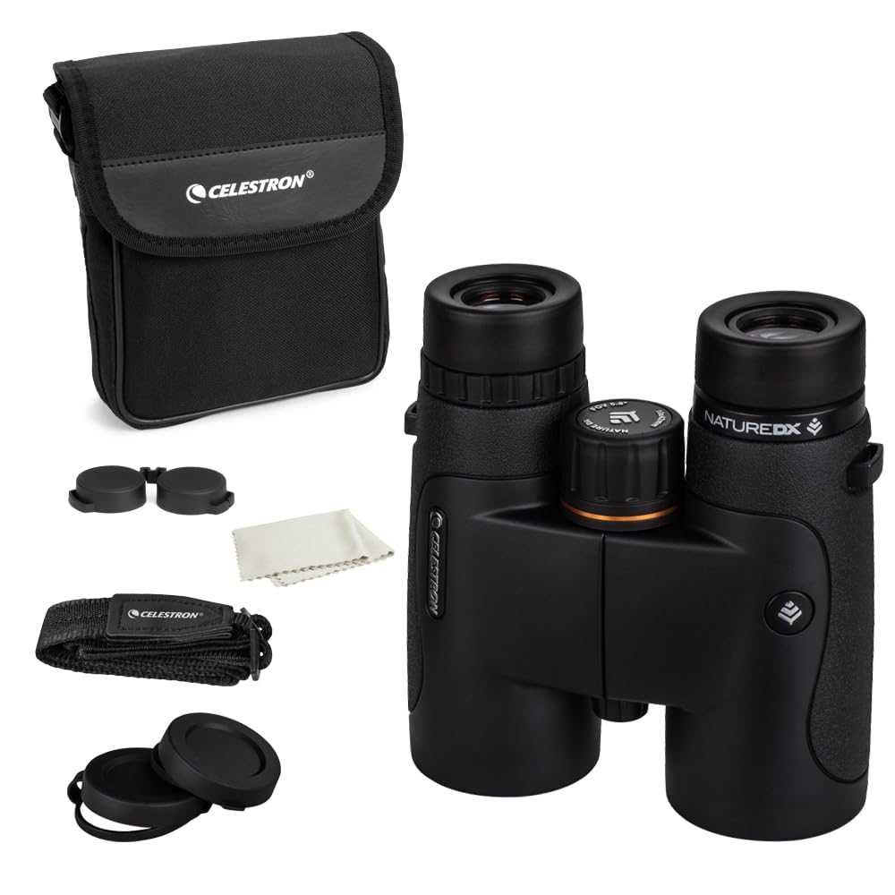 Celestron 72323 Nature DX 10x42: prismáticos para Exteriores y para observar Aves, con Revestimiento múltiple Completo y prismas BaK-4, Carcasa revestida de Goma y Resistente al Agua y el vaho