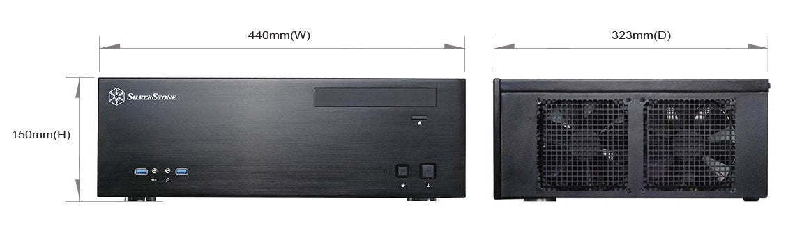 SilverStone SST-GD04B USB 3.0 - Grandia HTPC Micro ATX Carcasa de Ordenador, Rendimiento silencioso con Alto Flujo de Aire, Negro