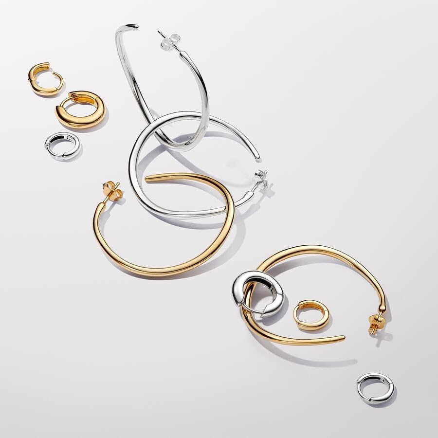 PANDORA Essence Pendientes de aro chapados en oro de 14 quilates