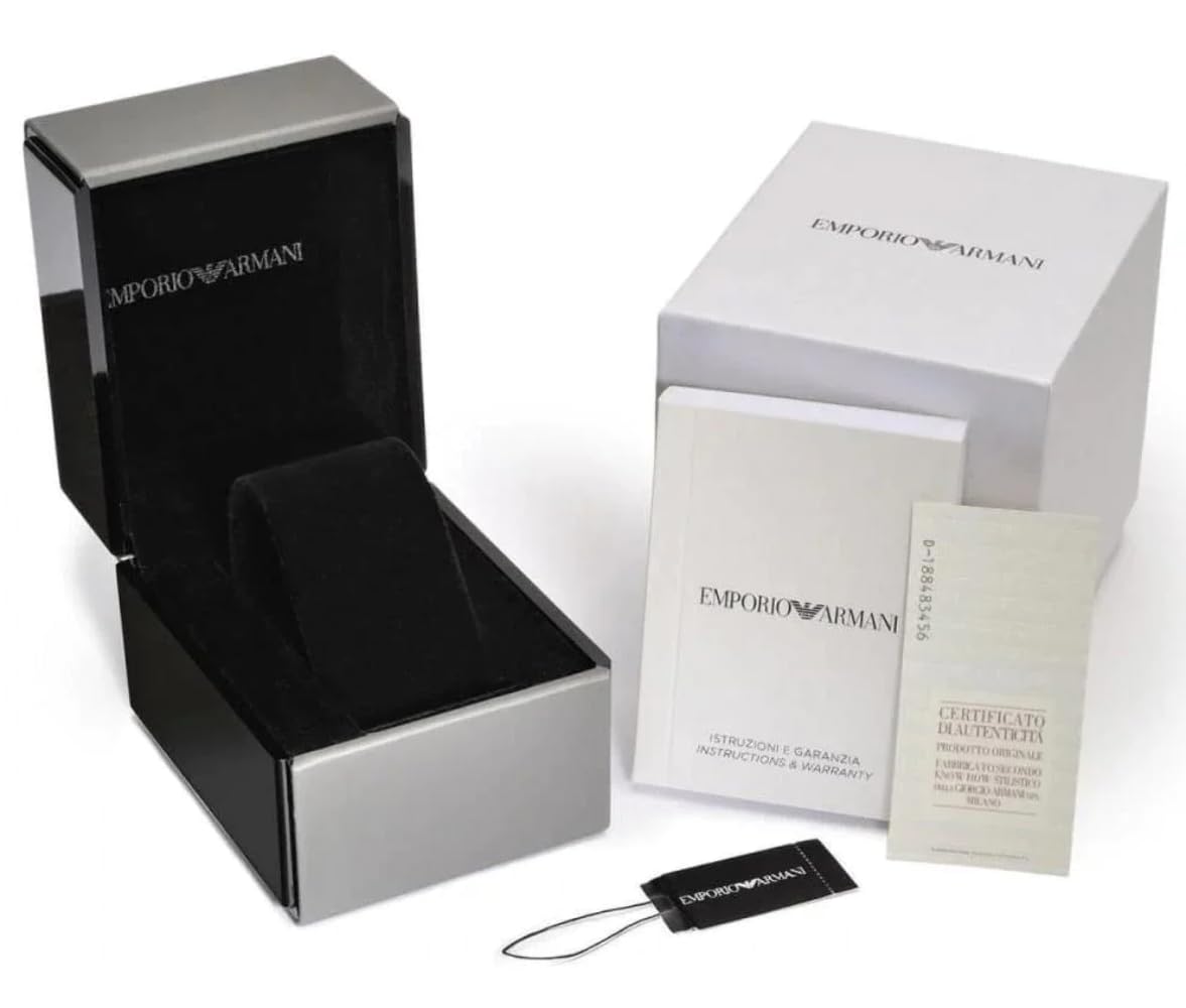 Emporio Armani Reloj para mujer, 32mm movimiento de cuarzo a dos agujas con correa de acero en tono plateado, Tono plata y gris claro