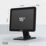 iggual Monitor Táctil 15", Formato 4:3 .- Panel Capacitivo 75Hz - Sist. Operativo Compatible : Windows 7 a 11, Android, Linux, Raspberry Pi- Conexiones: USB-A + VGA + HDMI, 300cd/m2, (MTL15X)