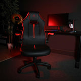 Konix Silla de Oficina Gaming Omega - Inclinación del Asiento de 15° - Revestimiento de Cuero sintético PVC - Negro y Rojo