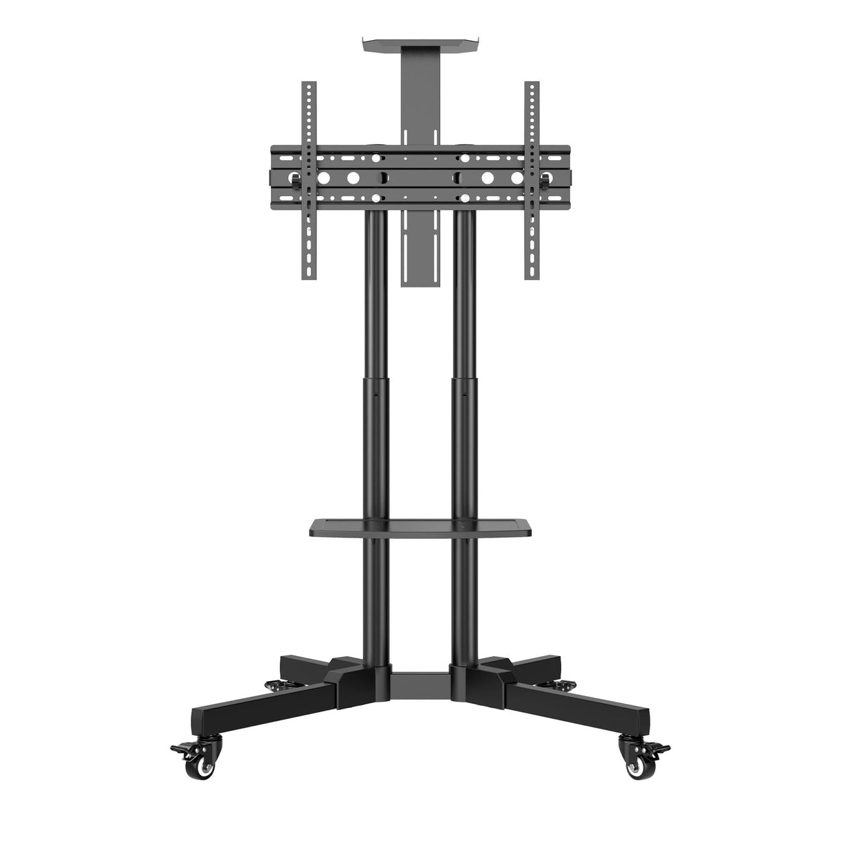 UNYKAch Soporte TV Móvil con 2 Estantes y Altura Regulable para Pantallas Planas y Curvas de 32-75 Pulgadas (hasta 45 kg), VESA máx 600 x 400 mm