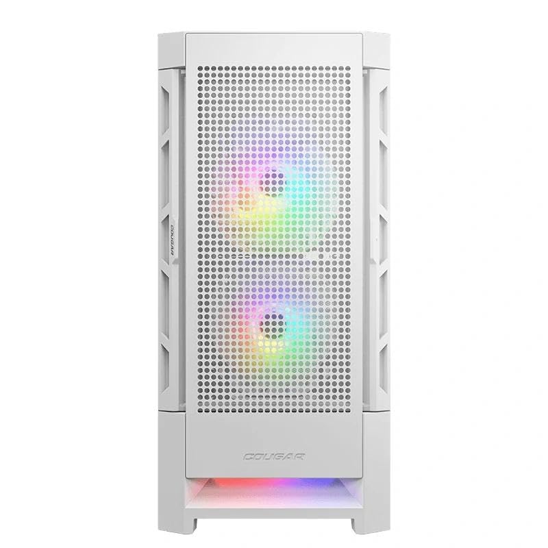 Caja Semitorre RGB, diseño Blanco, ventilación optimizada, compatibilidad con múltiples configuraciones, Ideal para Gamers y Sistemas de Alto Rendimiento.