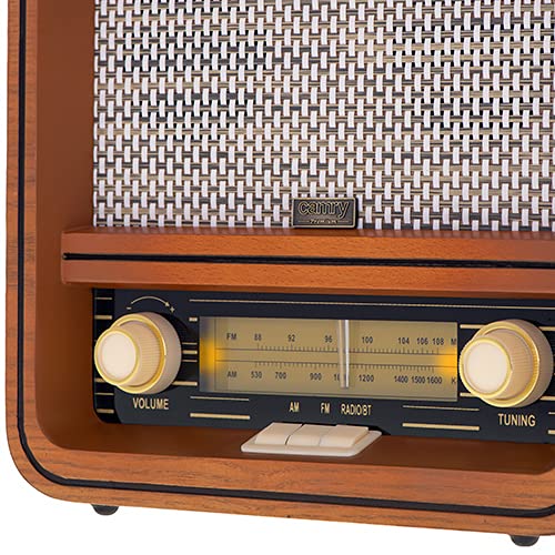 Camry CR1188 Radio Retro Am/FM, Bluetooth, Sintonizador de Frecuencia Manual, Puerto USB, Carcasa Madera Diseño Vintage