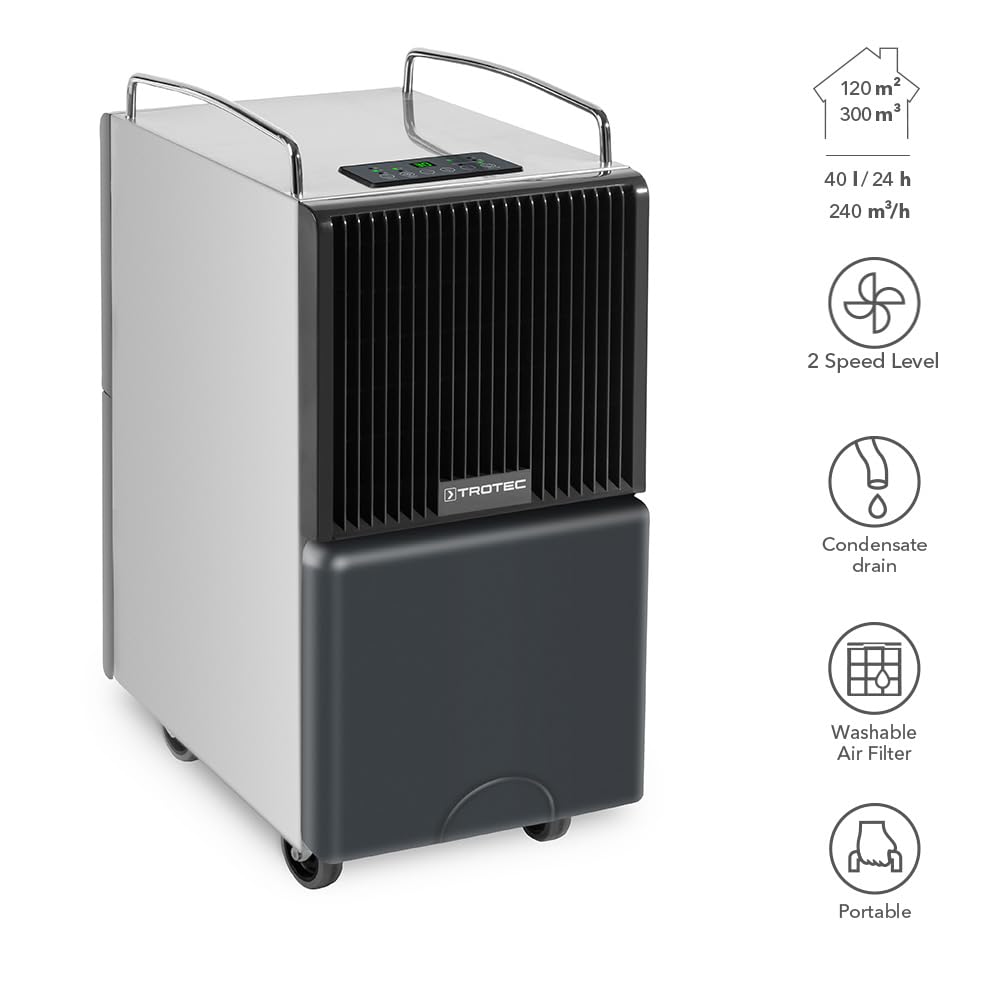 TROTEC Deshumidificador TTK 122 E (MAX.40 L/24h) Adecuado para Habitaciones de hasta 120 m² / 300 m³
