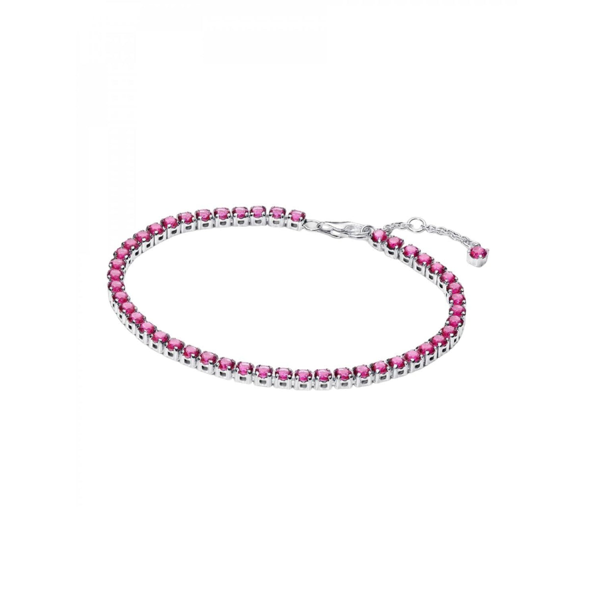 PANDORA Pulsera de tenis para mujer rosa plata 591469C04, 591469C04-18, Plata de ley, Circonita cúbica