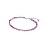 PANDORA Pulsera de tenis para mujer rosa plata 591469C04, 591469C04-18, Plata de ley, Circonita cúbica