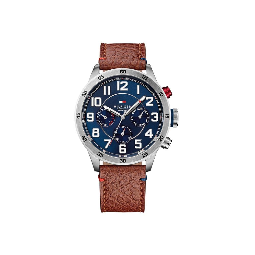 Tommy Hilfiger Reloj Analógico de Cuarzo multifunción para Hombre con Correa en Piel Marrón - 1791066