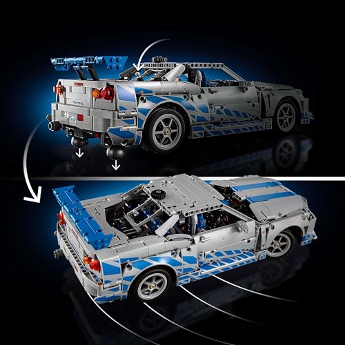 LEGO Technic Coche Nissan Skyline GT-R (R34) de 2 Fast 2 Furious - Kit de Maqueta de Coche para Adultos - Función de Derrape, Dirección, Suspensión y Motor de 6 Cilindros - Regalo para Hombres 42210