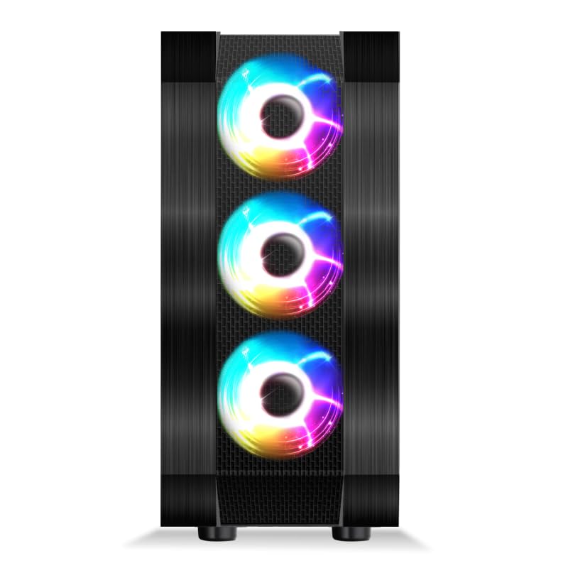 SUZA INT L FRANCE A8003RA Caja Gaming ATX, 4 Ventiladores ARGB 120mm, Panel Vidrio Templado, 205 × 385 × 447mm