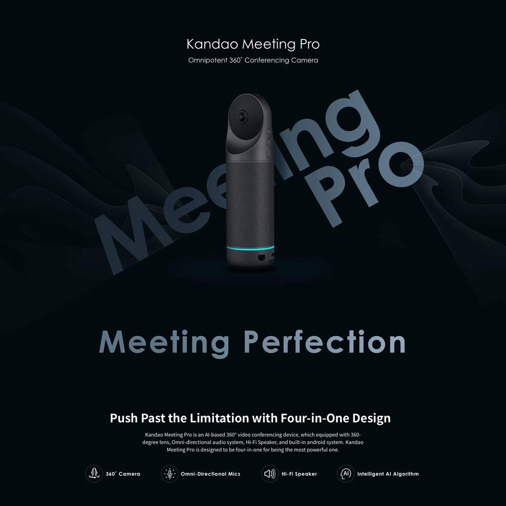 Kandao Cámara de Sala de conferencias Meeting Pro Videoconferencia Full HD 1080p, cámara de Video 360, micrófonos direccionales, Altavoz de Alta fidelidad, más Zoom óptico, Uso portátil y Transporte