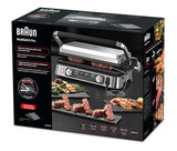 Braun MultiGrill 9 Pro CG 9160, Plancha Eléctrica con 2 Termostatos Independientes, 3 Posiciones de Cocinado, Placas Lavables en Lavavajillas, Sonda Térmica Integrada, 2200 W, Negro/Acero Inoxidable