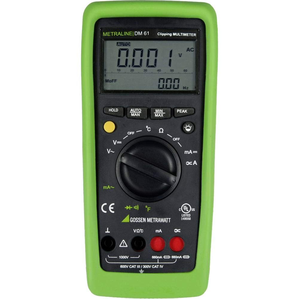 Gossen Metrawatt METRALINE DM 61 Multímetro de mano digital CAT III 600 V CAT IV 300 V pantalla (cuentas), Negro, Verde
