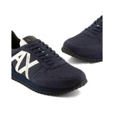 Armani Exchange Openwork Side, Contrast Logo, Microsuede Inserts, Zapatillas Hombre, Blue, 43 EU