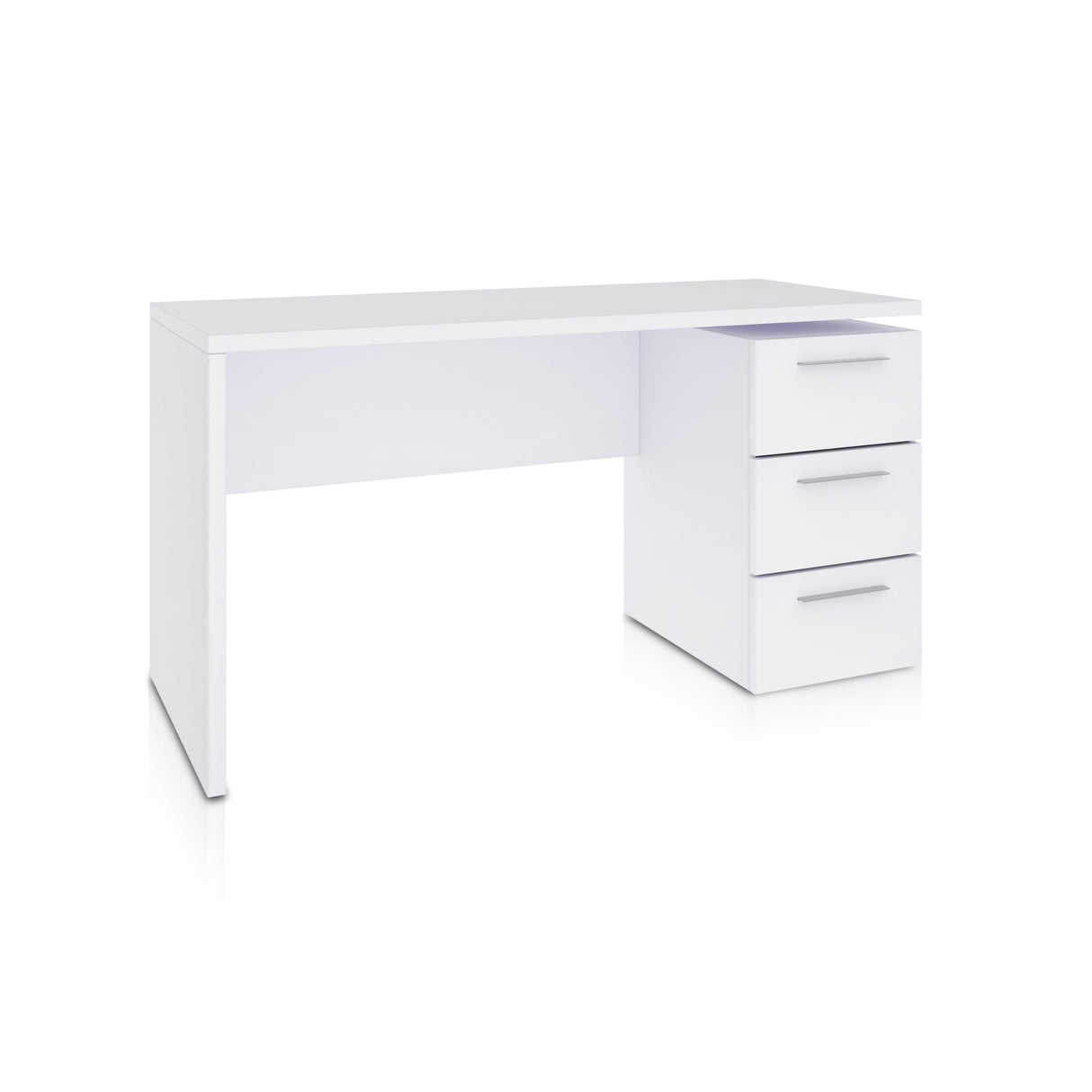 duehome | Mesa de Despacho 3 Cajones, Escritorio, Modelo Sasha, Acabado en Color Blanco Artik, Medidas: 138 (Ancho) x 60 cm (Fondo) x 74 (Alto)