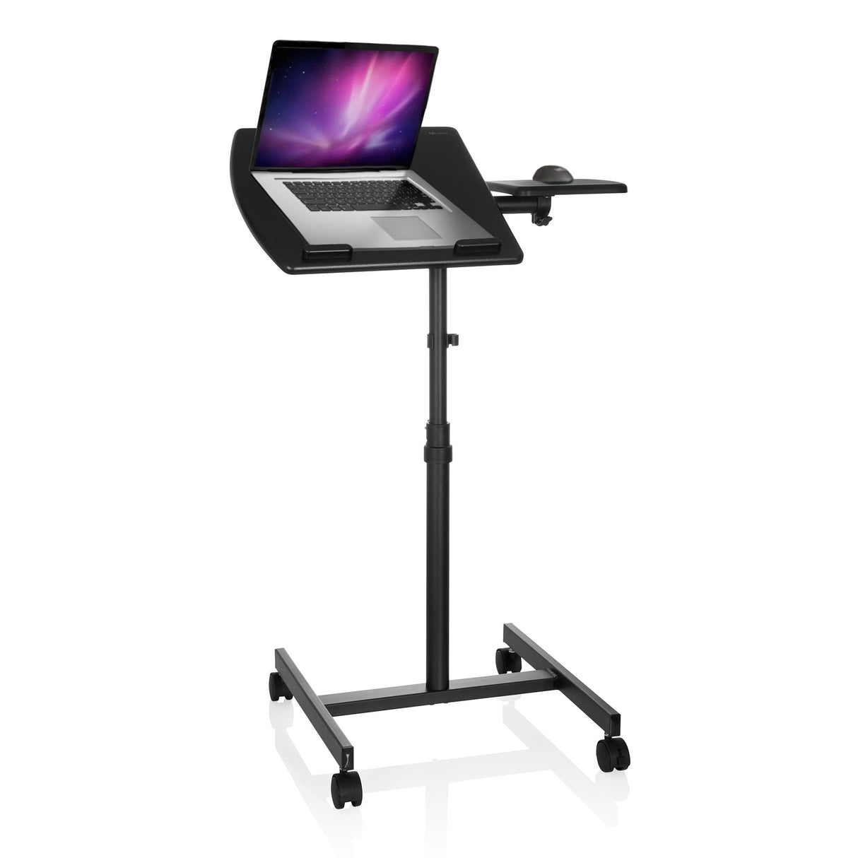 hjh OFFICE 802110 Mobile Laptop Escritorio para computadora VM-SL Negro, Portátil de la Mesa de Altura Regulable con Ruedas, con Soporte para ratón