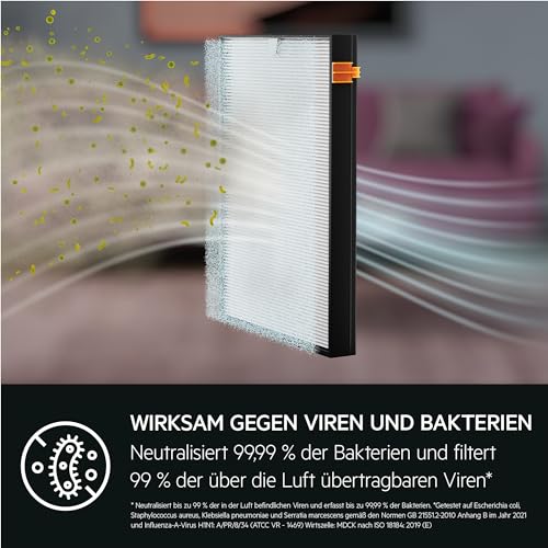 AEG APU72771DG Purificador de Aire, Filtro HEPA, Elimina 99,5% Bacterias, Capacidad hasta 70m2, 3 velocidades, Táctil, Control por voz, Wi-fi, Sensor humedad/temperatura, Filtrado 4 etapas, Gris