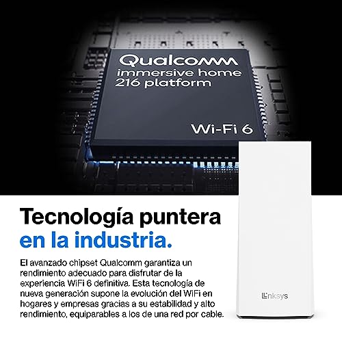 Linksys Velop MX4200 sistema WiFi 6 mesh tribanda (AX4200), router WLAN, repetidor, extensor con hasta 260 m² de cobertura, 3,5 veces más veloz, más de 40 dispositivos, paquete de 1, blanco