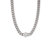 EMPORIO ARMANI Collar de cadena para hombre en acero inoxidable con cierre de langosta, Paloma gris
