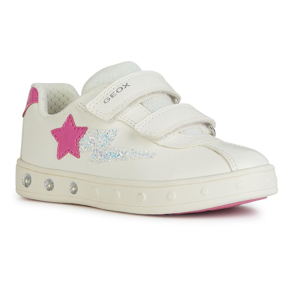Geox J Skylin Girl A, Zapatillas, Color Blanco Fucsia, 30 EU