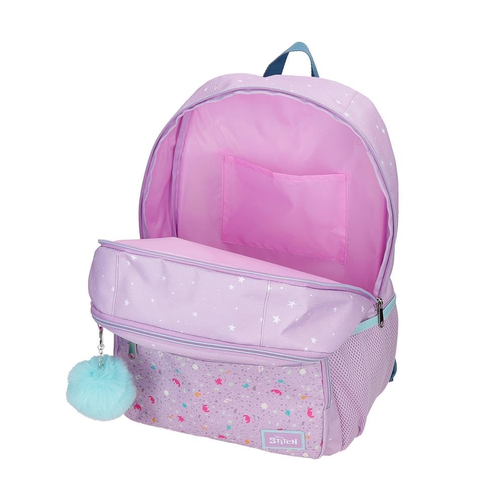 Joumma Disney Lovely Stitch Mochila para portátil 13,3" Doble Compartimento Morado 32x44x17 cms Poliéster 20,46L
