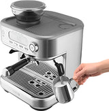 SENCOR Machine Expresso, Espumador de leche, Trituradora de café de grano, Pantalla LCD, Café expreso, Cappuccino, Expresso con Trituradora Barista Express, Excellence Plus, Depósito de agua y café de