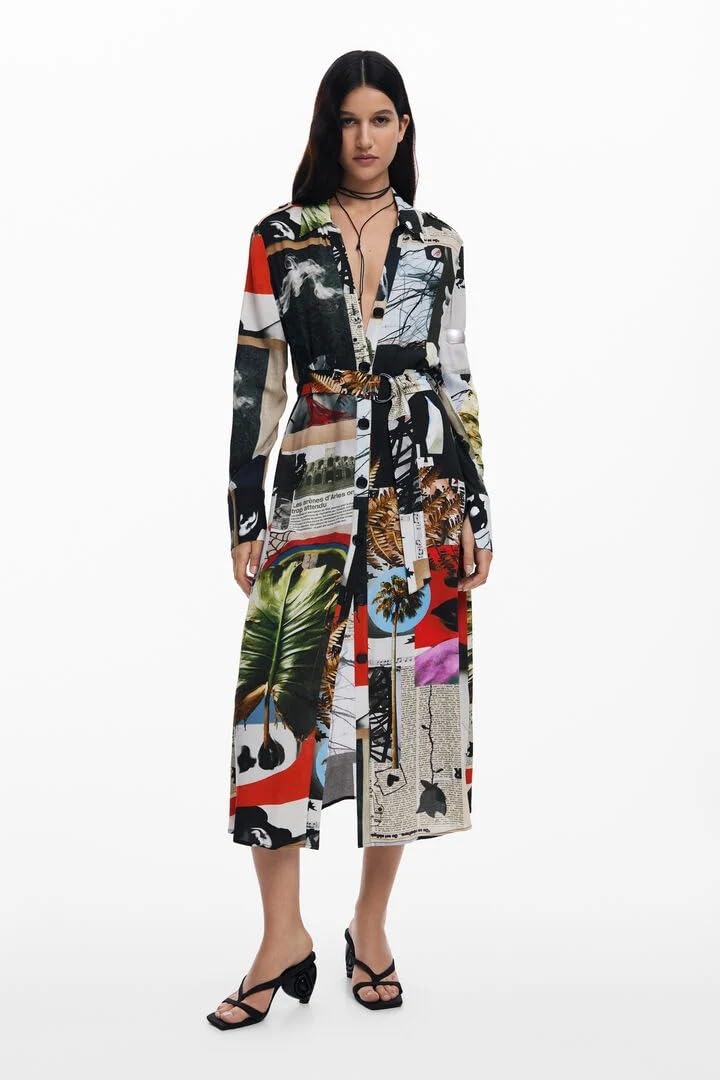 Desigual Vest_Collage_LACROI Casual Dress, Material de Acabados, L Women's