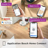 Bosch - Robot Aspirador Spotless +, BCRD1W, aspira y friega, Potencia 11.000 Pa², Almohadilla húmeda Fija, estación Seca, Sistema Inteligente de visión por Infrarrojos, Bosch Home Connect App, Blanco