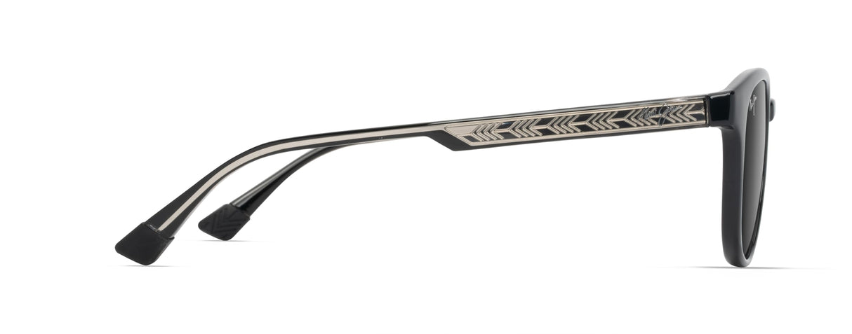 Maui Jim Hiehie Gafas, Shiny Black W/Trans Light Grey, 50-20-145 Unisex Adulto