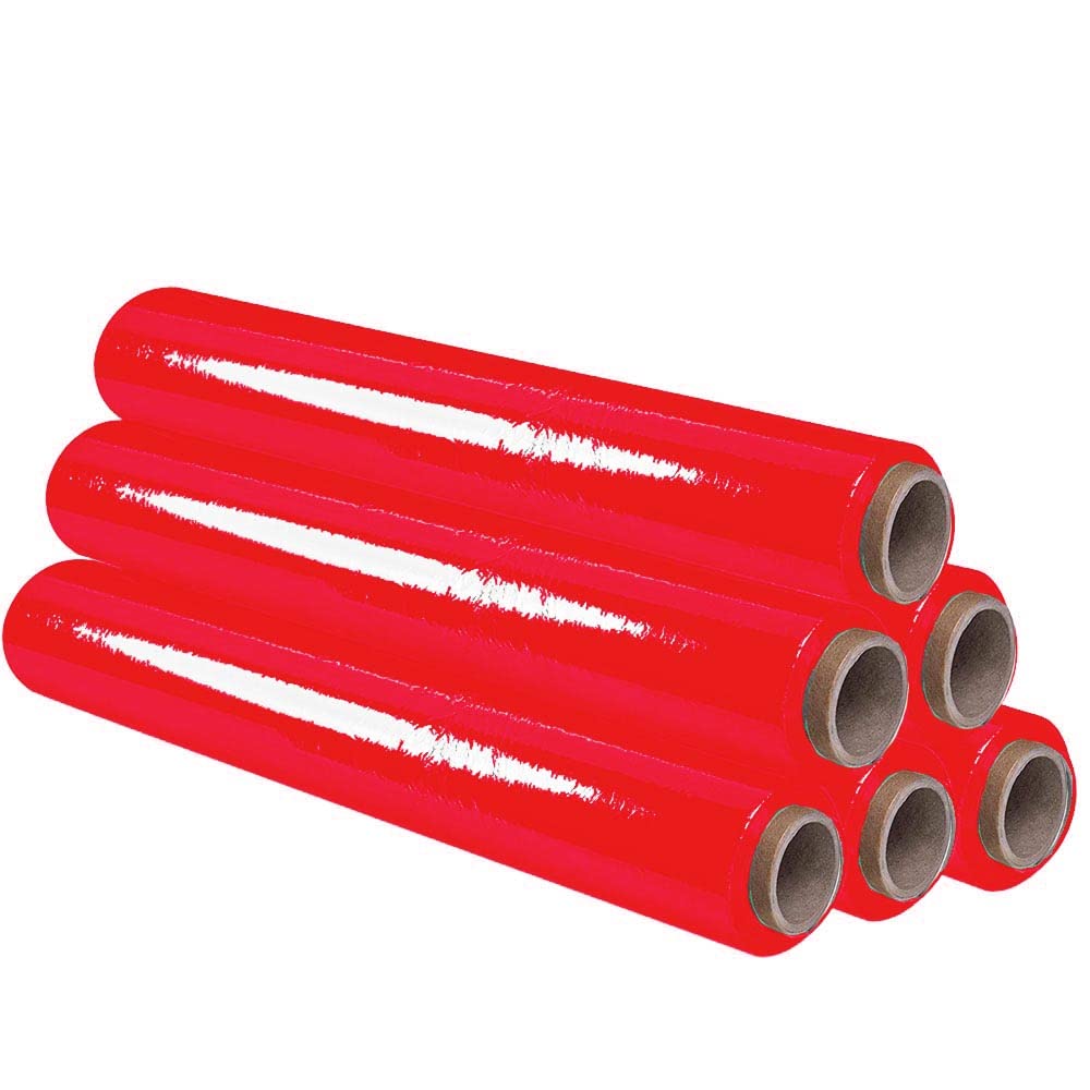 OFITURIA Film para Embalar 50 cm de Ancho y Estirable Hasta 300 Metros de Longitud – Rollo de Film Elástico Manual para Embalaje Industrial (Rojo, 6)