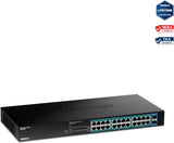 TRENDnet TPE-TG240G Conmutador Gigabit PoE+ de 24 Puertos, 24 Puertos Gigabit PoE+, presupuesto de alimentación de 370 W, Capacidad de conmutación de 48 GB/s, Kit de Montaje en Rack Incluido,
