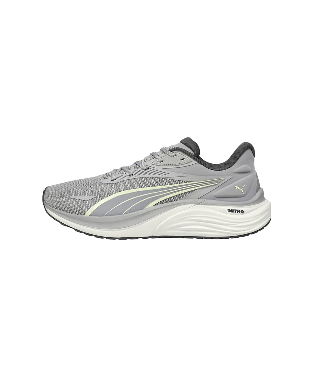 PUMA Electrify Nitro 4, Zapatillas para Correr de Carretera Hombre, Gris Echo Gold Moon, 44 EU