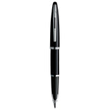 Waterman Carène Black Sea pluma estilográfica | color negro muy brillante con adorno chapado en paladio | plumín mediano con cartucho de tinta azul | estuche de regalo