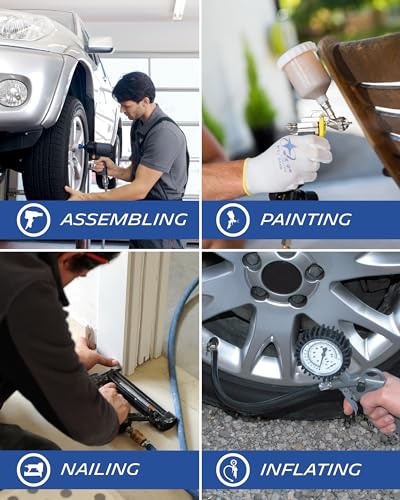 MICHELIN - Compresor de aire portátil MB3650 - Tanque de 50 litros - Motor de 3 hp - Presión máxima 10 bar - Flujo de aire 360 l/min - 21.6 m³/h