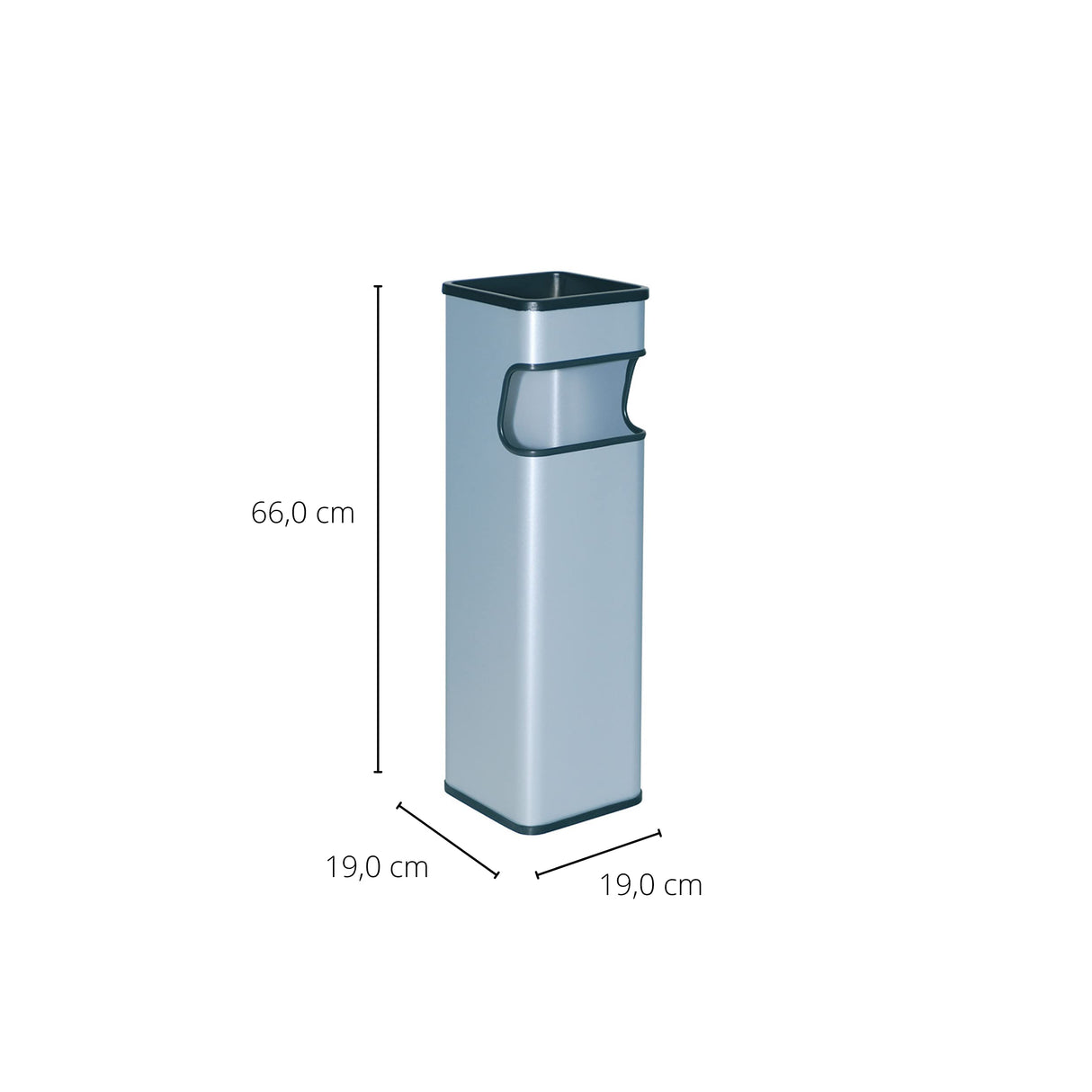 OFITURIA® Cenicero Papelera de Pie y Pared para Exterior Metálico 24 litros Color Plata Extraíble en Negro