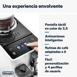 De'Longhi Rivelia EXAM440.55.W, Cafetera Superautomática con LatteCrema Hot, Espumador de Leche Automático, Tamaño Compacto, 16 Recetas, Pantalla Táctil a Color, Blanco Ártico